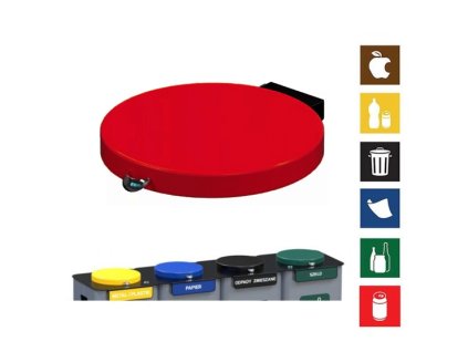 Víko na koš Modular - červené (kov)