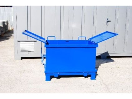 Kontejner s výklopným dnem, 2000 litrů, červená, plné stěny, víko