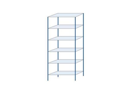 Kovový bezšroubový regál, základní, 250 x 100 x 40 cm, 160 kg/police, 6 polic, modrý