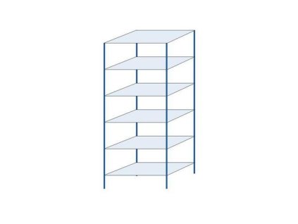 Kovový bezšroubový regál, základní, 250 x 100 x 60 cm, 130 kg/police, 6 polic, modrý