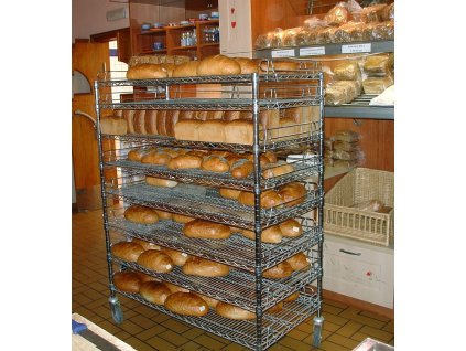 Pekárenský vozík na housky 1730 x 610 x 1220 mm, 8 polic