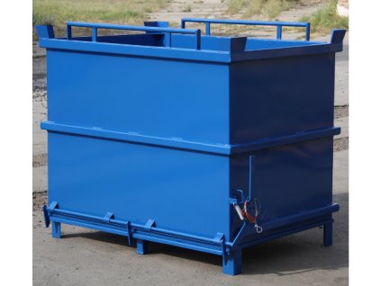 Kontejner s výklopným dnem, 2000 litrů, modrá, plné stěny