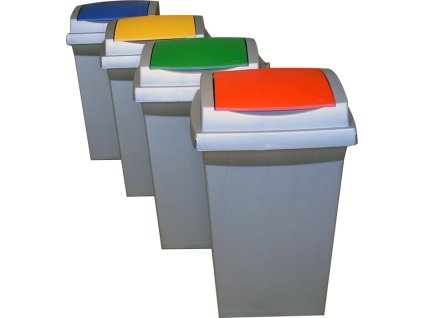 Odpadkové koše na tříděný odpad 50 l set 4 nádob s barevnými víky