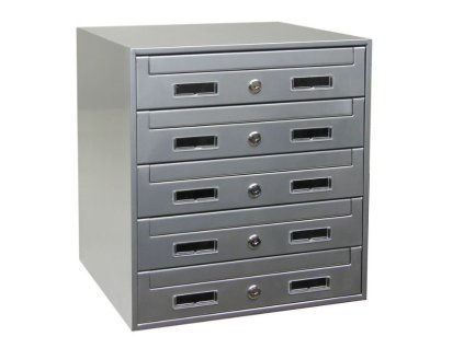 Sestava kovových poštovních schránek, 5 boxů