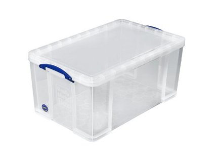 Plastový úložný box s víkem, really useful box, průhledný, 84 litrů