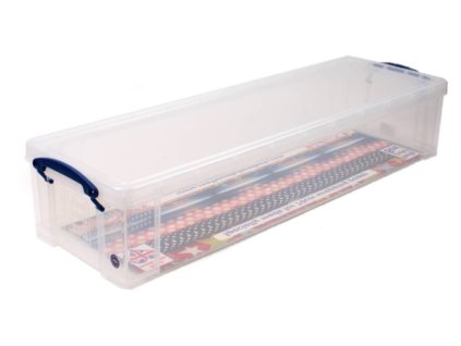 Plastový úložný box s víkem, really useful box, průhledný, 22 litrů