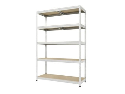 Kovový bezšroubový regál FUTUR PLUS, 180 x 120 x 45 cm, 200 kg/pol., 5 MDF polic, černá