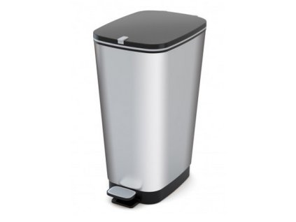 Odpadkový koš nášlapný, design stříbrný, 50 l