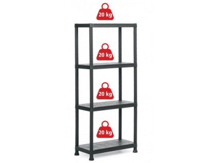 Plastový regál 135x60x30 cm, 20 kg/pol.