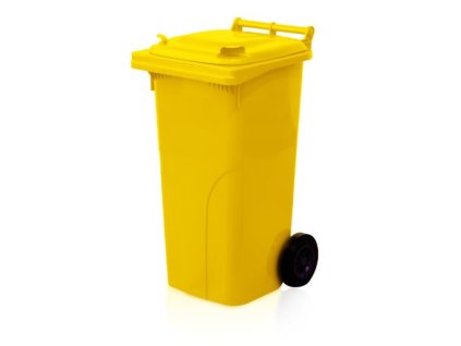 Popelnice na tříděný odpad 120 l – žlutá, plastová na kolečkách