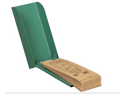 Schránka na psí exkrementy s papírovými sáčky – otevřený stav