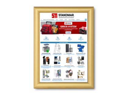 Plakátový rám, A4, zlatý elox, ostré rohy