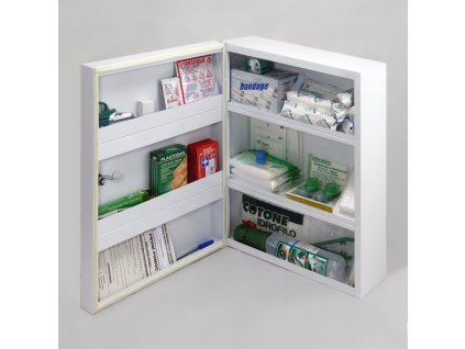 Kovová lékárnička s těsněním proti prachu, do výroby