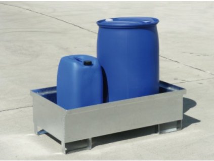 Záchytná vana pro 2 sudy, bez roštu, 1200x810x405 mm, pozink
