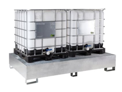 Záchytná vana s roštem a bez stolu 2300x1500x400 mm, pozink