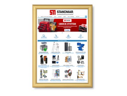 Plakátový rám, A3, zlatý elox, ostré rohy