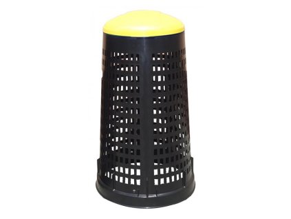 Odpadkový koš na tříděný odpad, 120 l - lehce stohovatelný, víko žluté