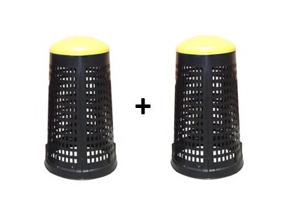 Plastový odpadkový koš 120 l – lehce stohovatelný, černé tělo se žlutým víkem (akce 1+1)