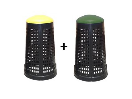 Akce 1 + 1 - Odpadkový koš plastový 120 l - lehce stohovatelný, víko žluté a zelené