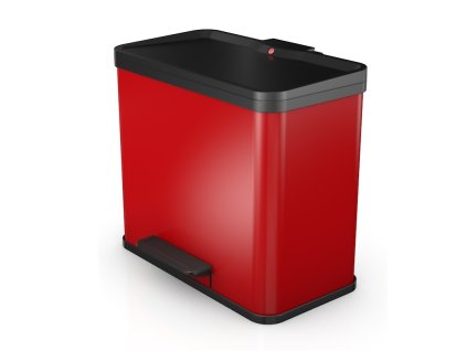 Odpadkový koš Hailo na tříděný odpad 3 × 9 litrů, červený lak