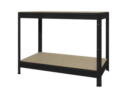 Dílenský stůl hobby HEAVY RACK, nosnost police 600 kg, 120 x 60 x 87 cm, černý
