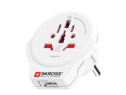 SKROSS cestovní adaptér Europe USB pro cizince v ČR, USB-A, 12W, typ E/F