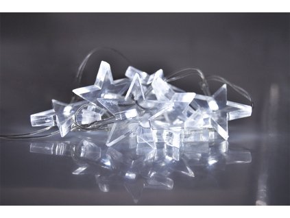 Solight LED vánoční řetěz, hvězdy, 1,5m, 10x LED, 2x AA, bílé světlo