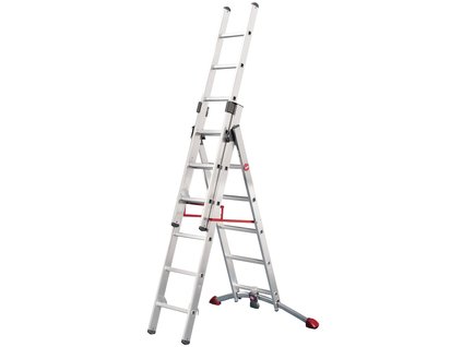 Trojdílný hliníkový kombinovaný žebřík PROFILOT se systémem LOT 2X6 + 1X5 PŘÍČEK