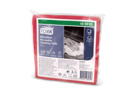 Tork čisticí utěrka z mikrovlákna pro opakované použití 30,5x30,5cm, červená - 6ks