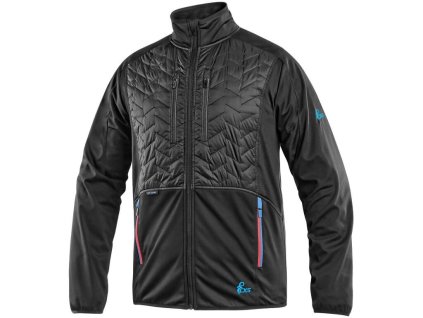 Bunda CXS LEONIS, pánská, černá s HV modro/červenými doplňky (Velikost S)