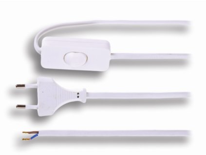 Solight flexo šňůra, 2x 0,75mm2, bílá, plochá, vypínač, 3m