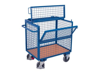 Uzavíratelný skříňový vozík mřížovými stěnami, Variofit (100 x 70 cm), do 500 kg