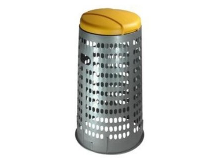 Stojan ECO na odpadkové pytle s víkem, 120 litrů, žlutý