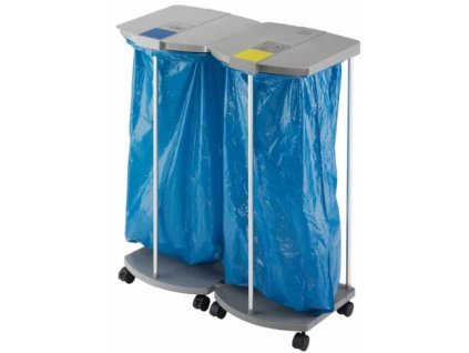Mobilní stojan na pytle profi se dvěma držáky pro pytle 2×120 l na kolečkách