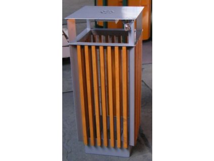 Odpadkový koš venkovní dřevěný se stříškou a popelníkem 65 l