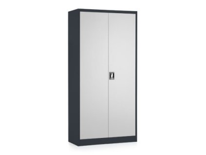 Plechová dílenská skříň montovaná, 1850 x 900 x 400 mm, 4 police, černá-šedá