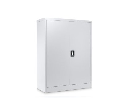 Plechová dílenská skříň montovaná, 1200 x 900 x 400 mm, 2 police, šedá