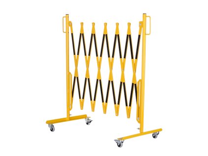 Mobilní skládací zábrana s kolečky, 3600 mm, žlutá-černá