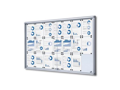 Interiérová magnetická vitrína 21 x A4, posuvné skleněné dveře, protipožární, zamykatelná