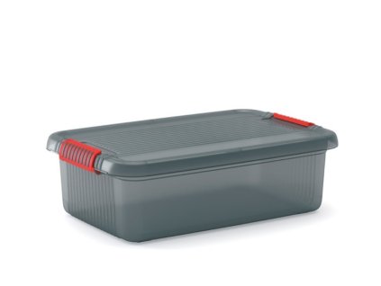 Plastový úložný box K-Latch M, objem 28l, 59 x 39 x 18 (výška) cm, šedý