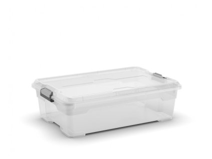 Plastový úložný box Moover box M, objem 27l, 58 x 38 x 18 (výška) cm, transparentní víko