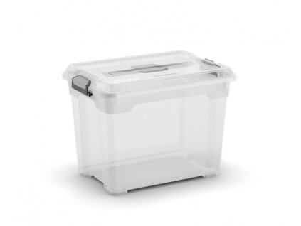 Plastový úložný box Moover box S, objem 18l, 38 x 26,5 x 28,5 (výška) cm, transparentní víko
