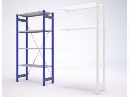 Policový regál, základní, 200 x 123 x 42 cm, 120 kg/police, 4 pozinkované police, modrý