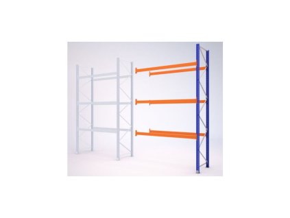Paletový regál, přístavbový, 462,6 x 270 x 110 cm, 7 800 kg, zem + 3 patra, modrý