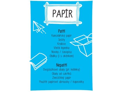 Samolepka třídění odpadu A4 - papír