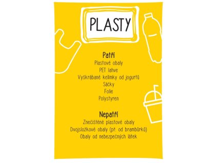 Samolepka třídění odpadu A4 - plasty