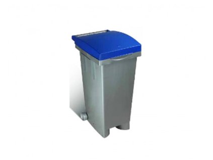 Plastový odpadkový koš s modrým víkem, objem 80 litrů