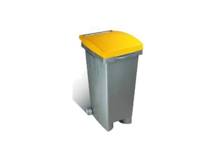 Odpadkový koš s barevným víkem, 80 litrů, žlutý