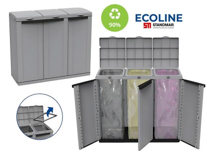 Plastová skříň na třídění odpadu 3×110 l Ecoline