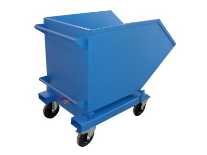 Výklopný kontejner (přepravník) čtyřkolový, 400 litrů, var. s kohoutem i kapsami, modrá